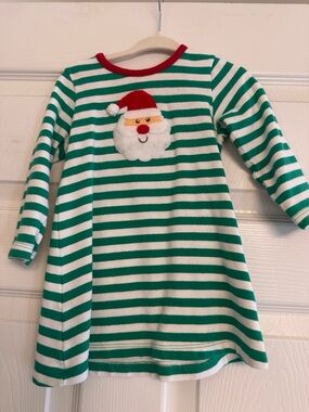 Baby Luigi Green Striped Santa/Christmas Dress 

Size 24 months